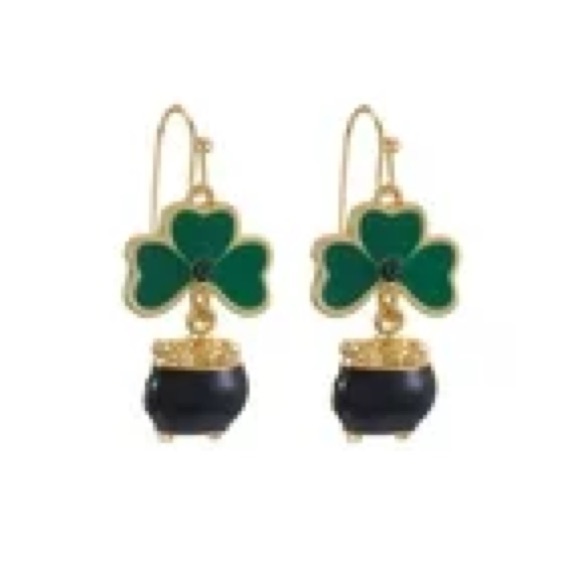 St. Patrick's Day Pot of Gold Fishhook Dangle Earrings NWT - Picture 8 of 9